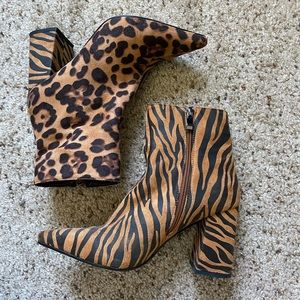 Cheetah/zebra animal print bootie heels
